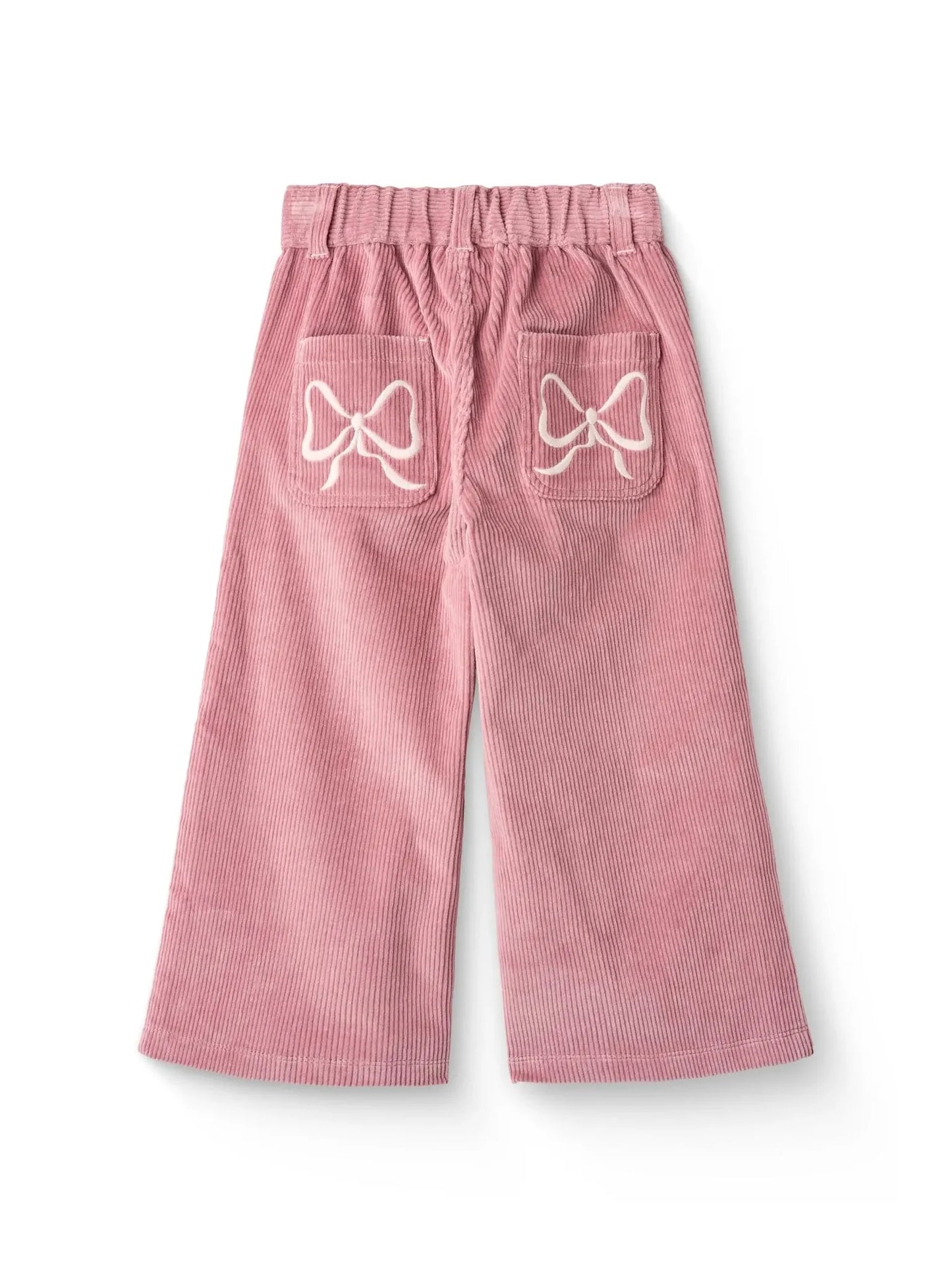 Corduroy Pants with Wide Leg & Embroidery, Rose