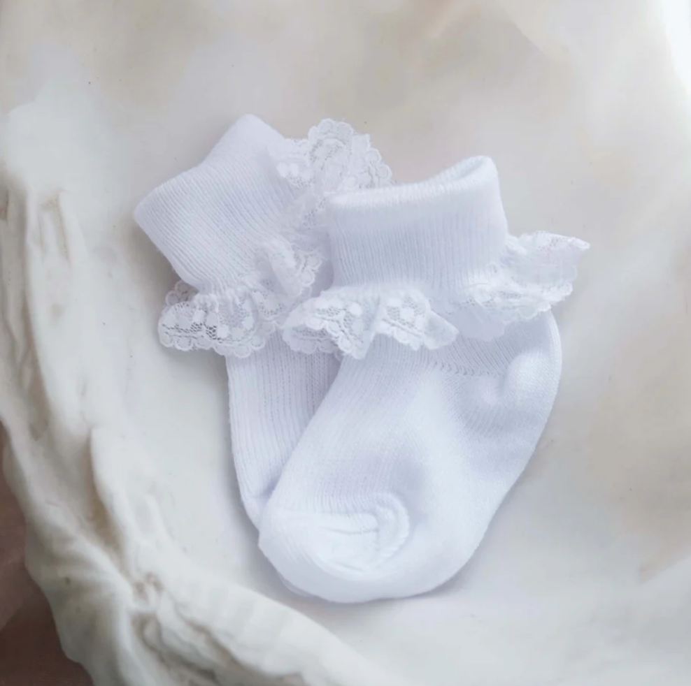 Cotton Lace Socks, Classic White
