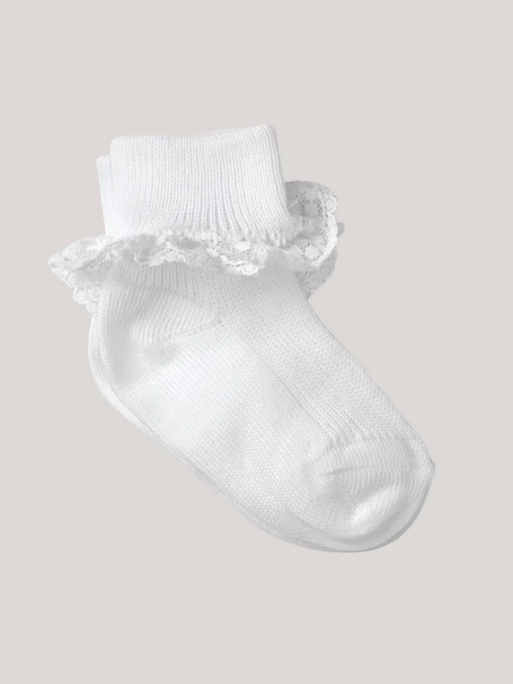 Cotton Lace Socks, Classic White