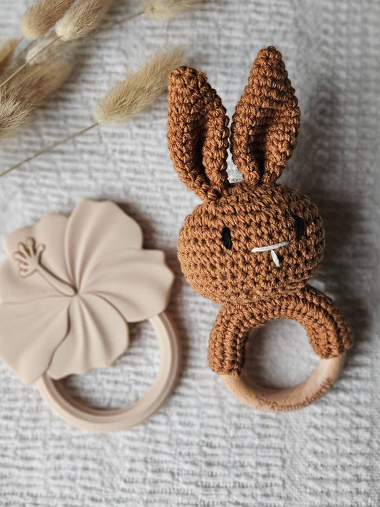 Crochet Rabbit Rattle - Brown