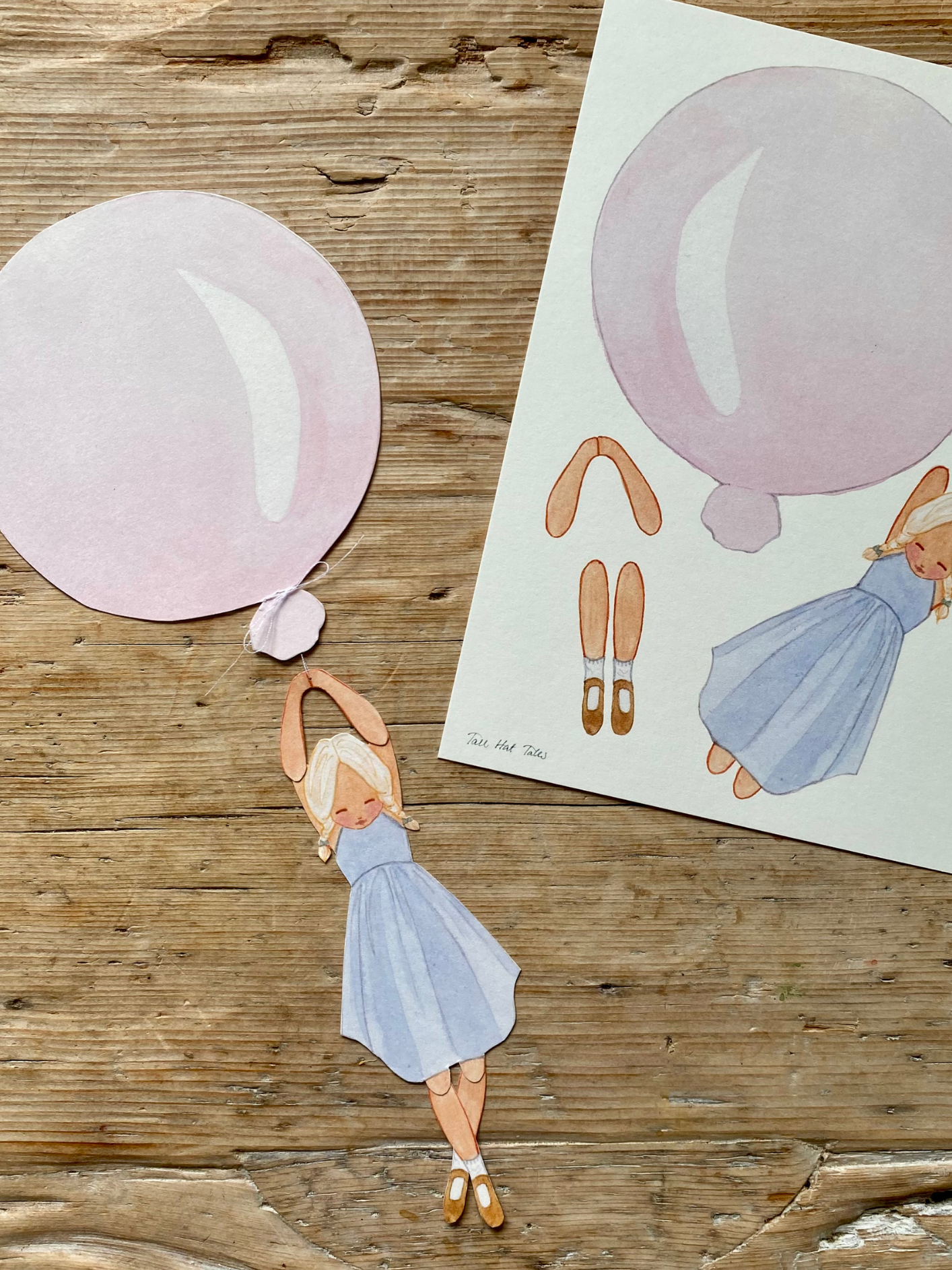 Cut-Out Balloon Girl, Mobile, Pink