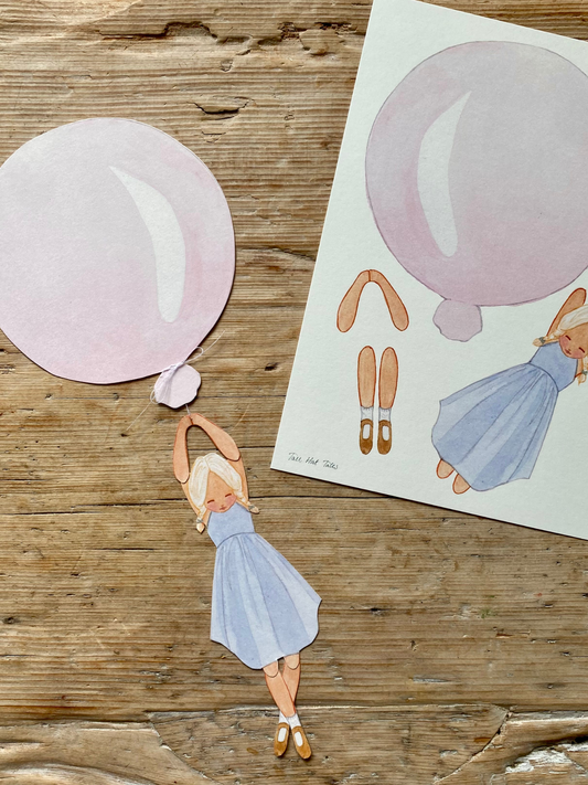 Cut-Out Balloon Girl, Mobile, Pink