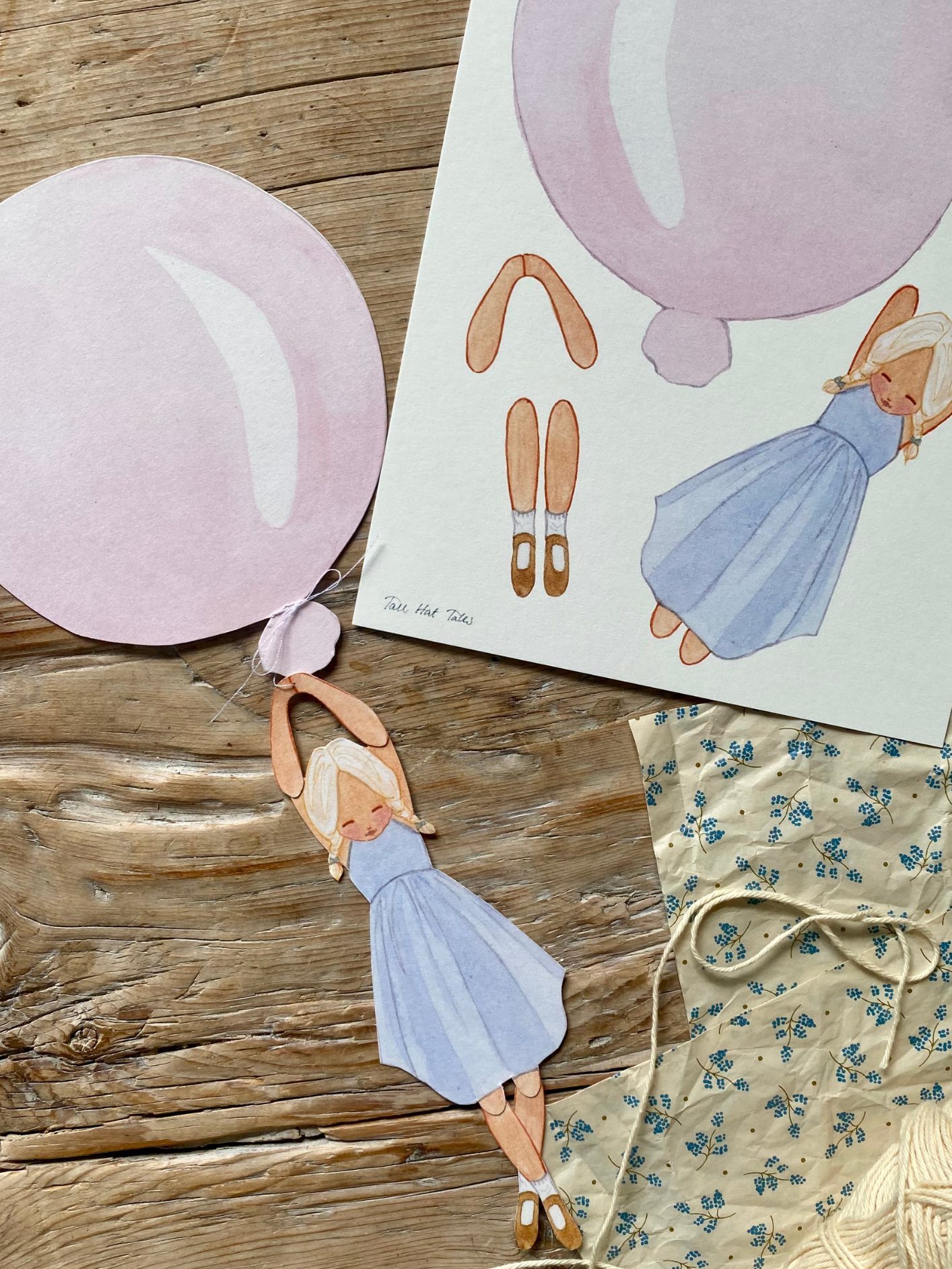 Cut-Out Balloon Girl, Mobile, Pink