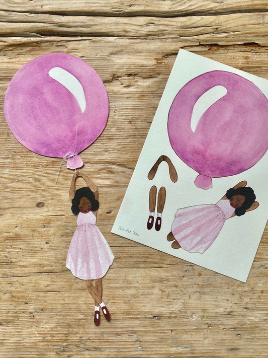 Cut-Out Balloon Girl, Mobile, Purple
