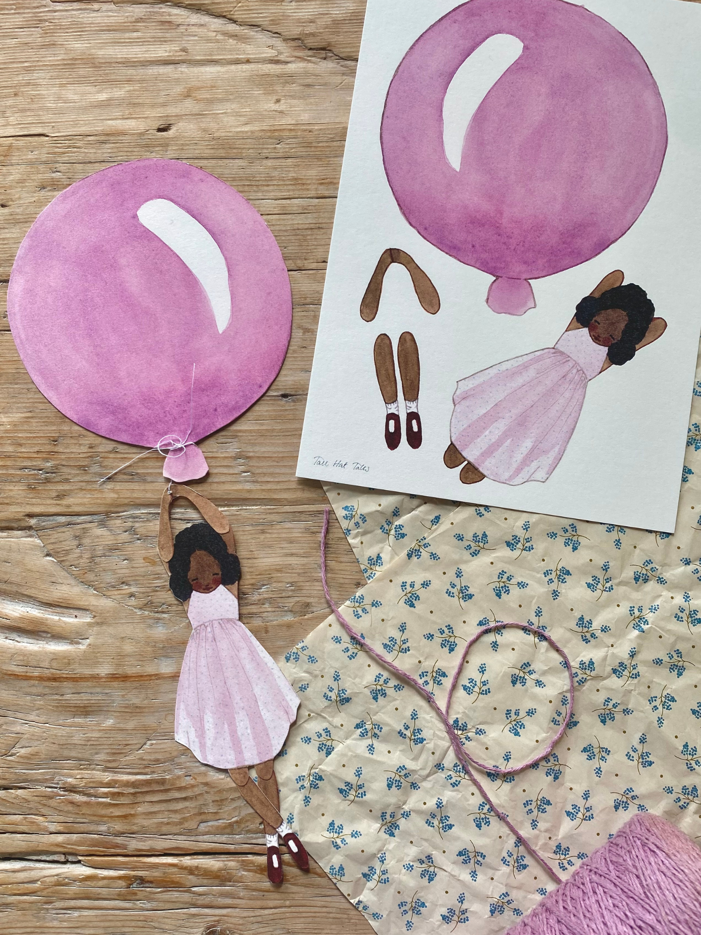 Cut-Out Balloon Girl, Mobile, Purple