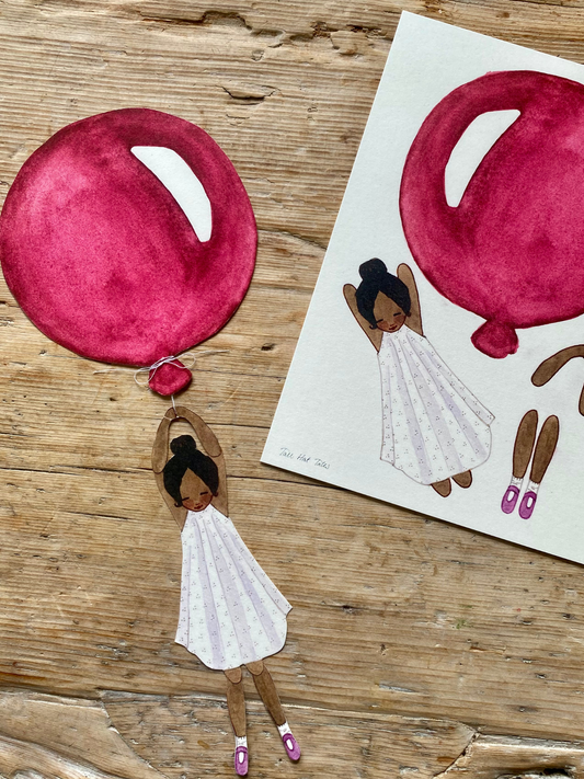 Cut-Out Balloon Girl, Mobile, Red