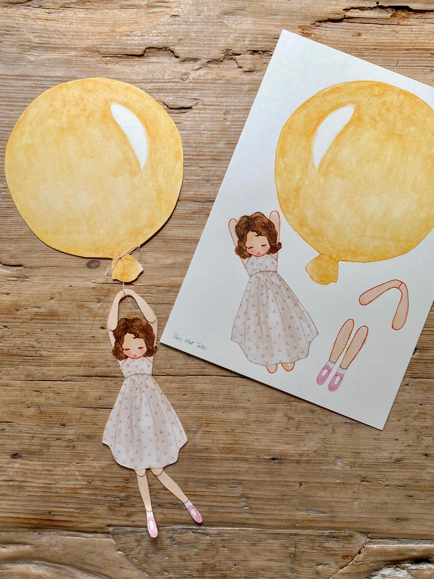 Cut-Out Balloon Girl, Mobile, Yellow