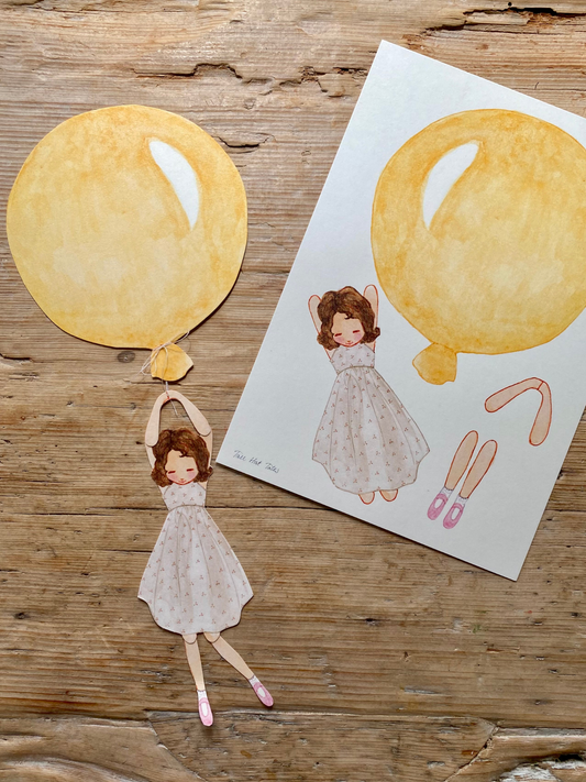 Cut-Out Balloon Girl, Mobile, Yellow