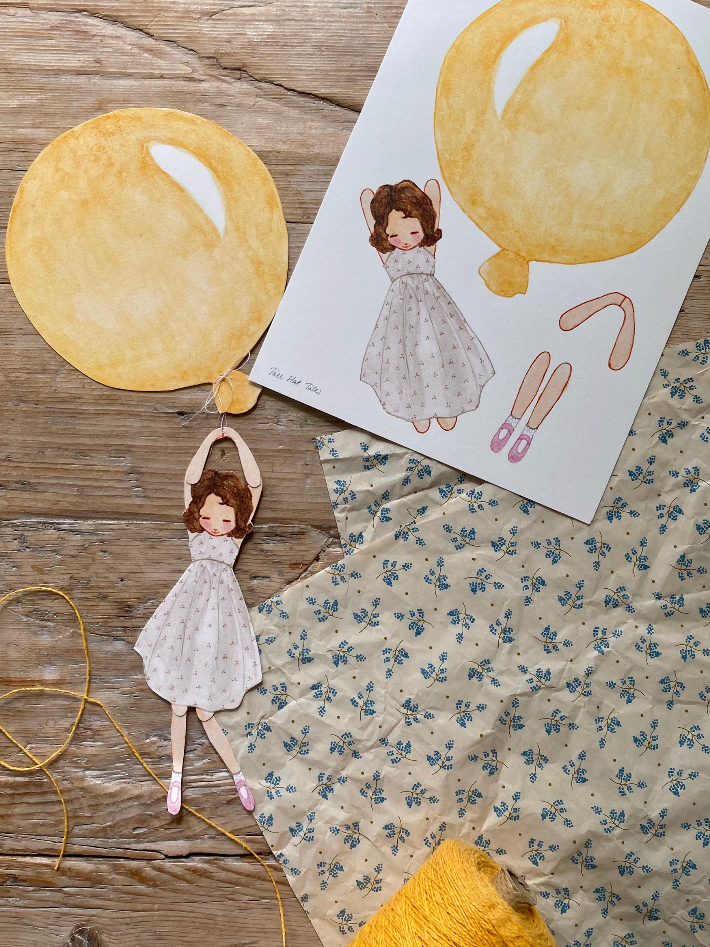 Cut-Out Balloon Girl, Mobile, Yellow