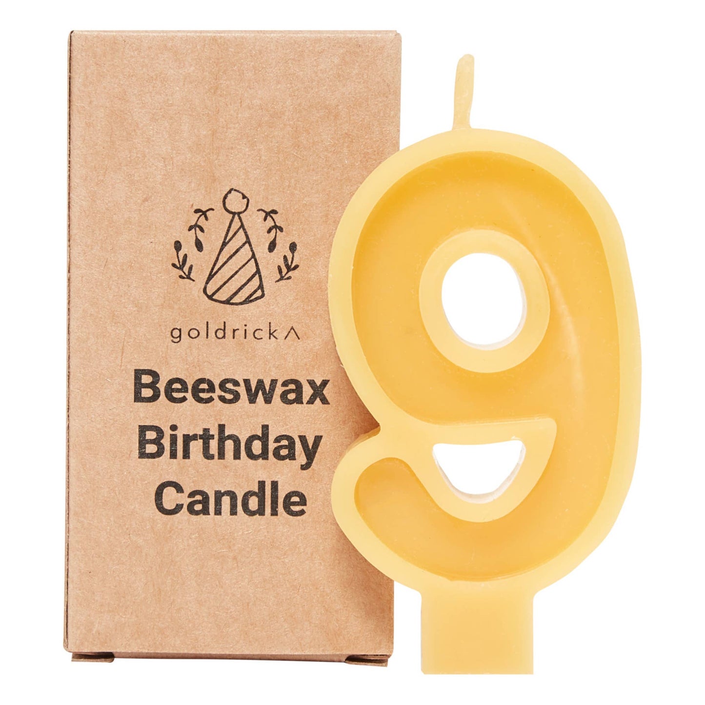Handmade Beeswax Number Candles, 0–6, Pure Beeswax with Cotton Wick