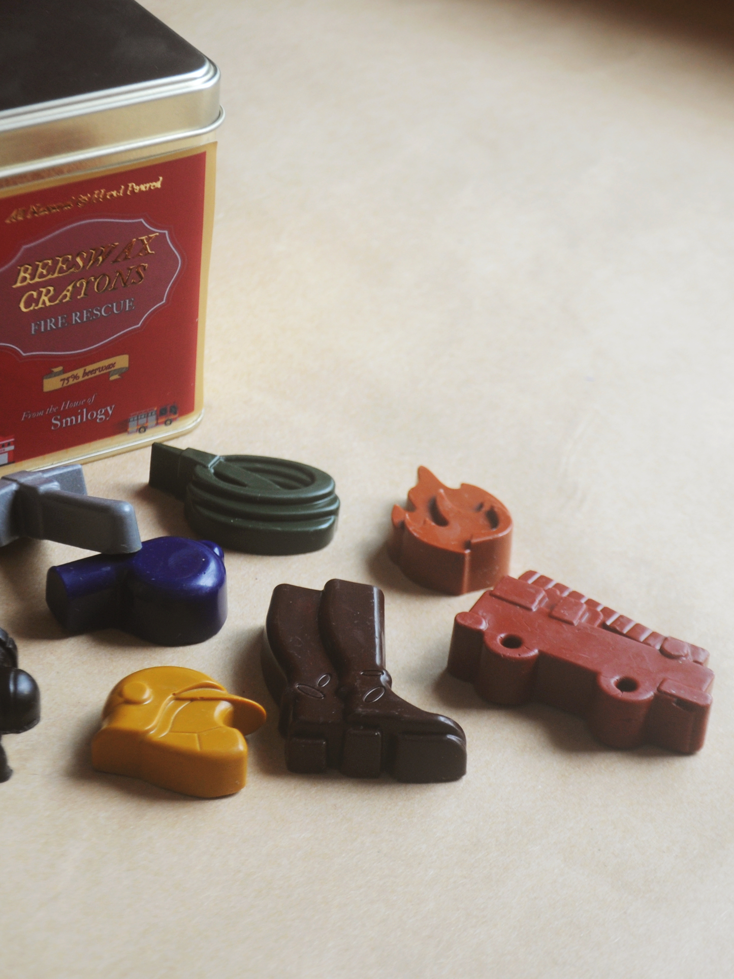 Fire Rescue Beeswax Crayons in Tin, Set of 8
