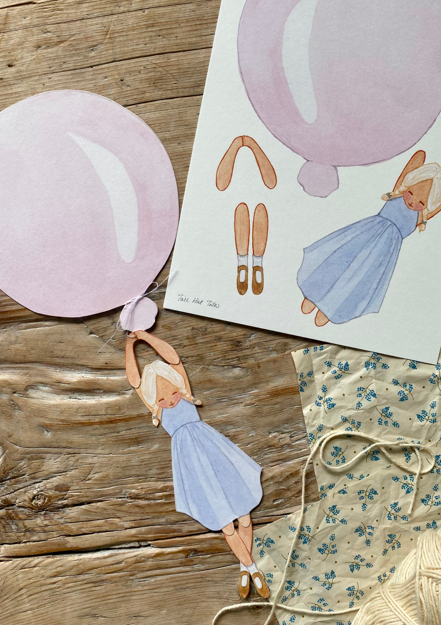 Cut-Out Balloon Girl, Mobile, Pink