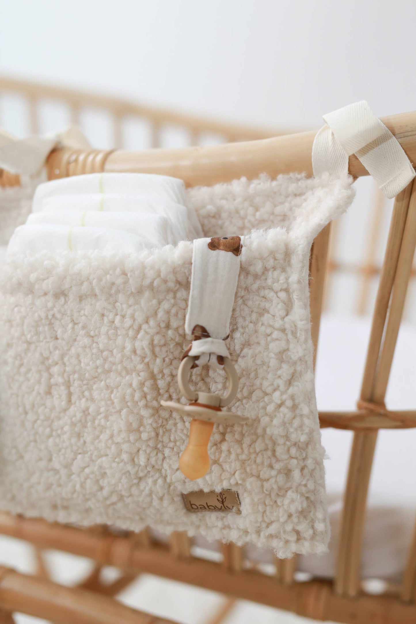 Bedside Organizer, Hanging Storage with Two Pockets, Cream or Taupe
