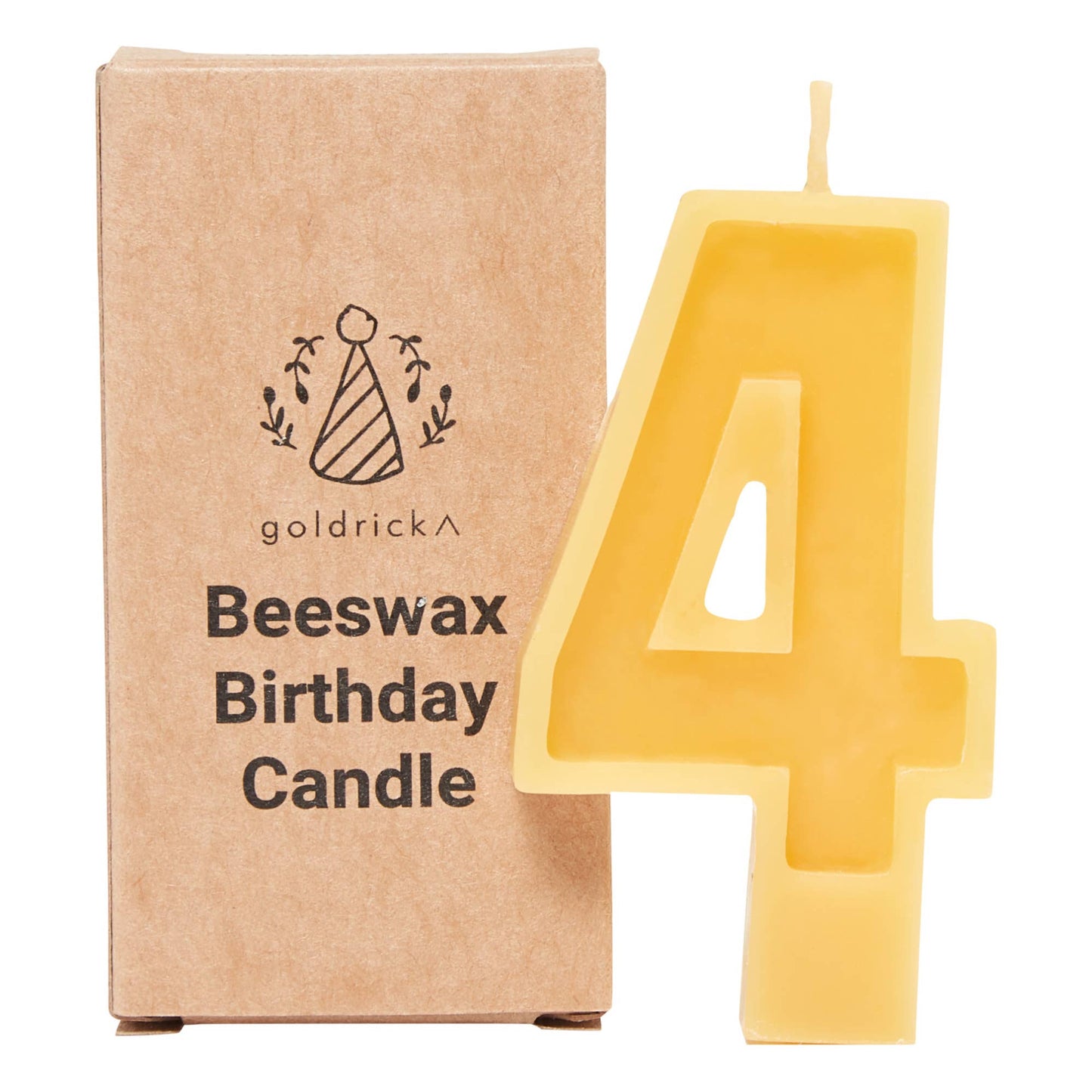 Handmade Beeswax Number Candles, 0–6, Pure Beeswax with Cotton Wick
