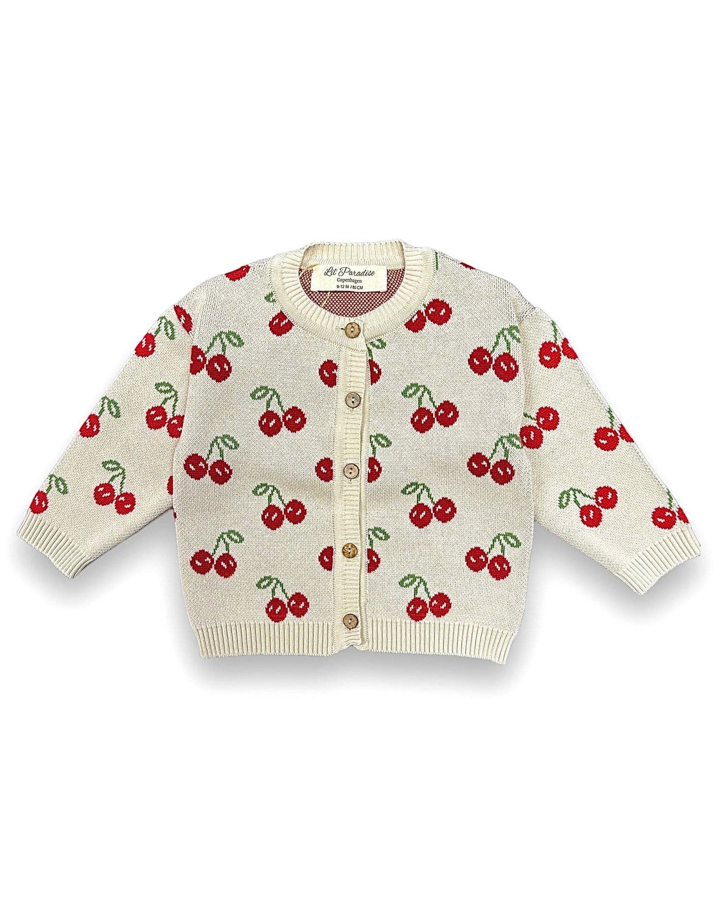 Cherry Vibes Cardigan, 100% Organic Cotton
