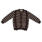 Alba Striped Frill Cardigan, Brown, 100% Organic Cotton
