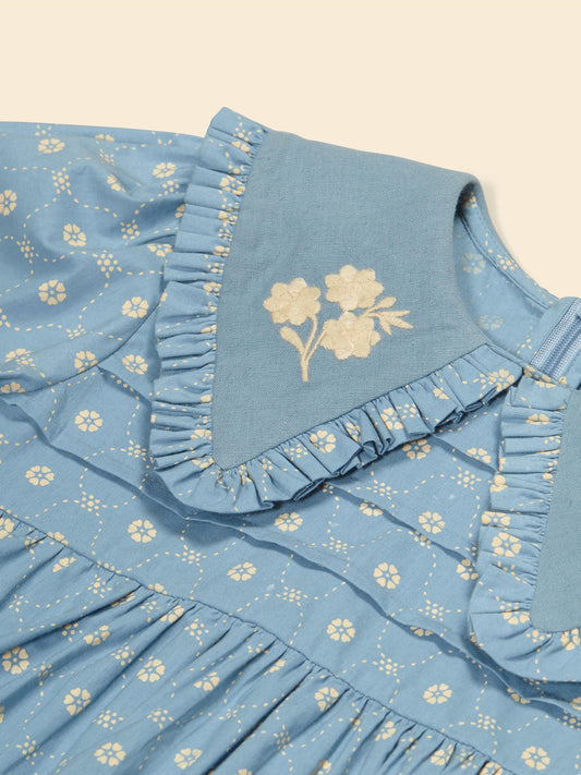 Dionne Blouse, Quilt Calico, Blue Pebble