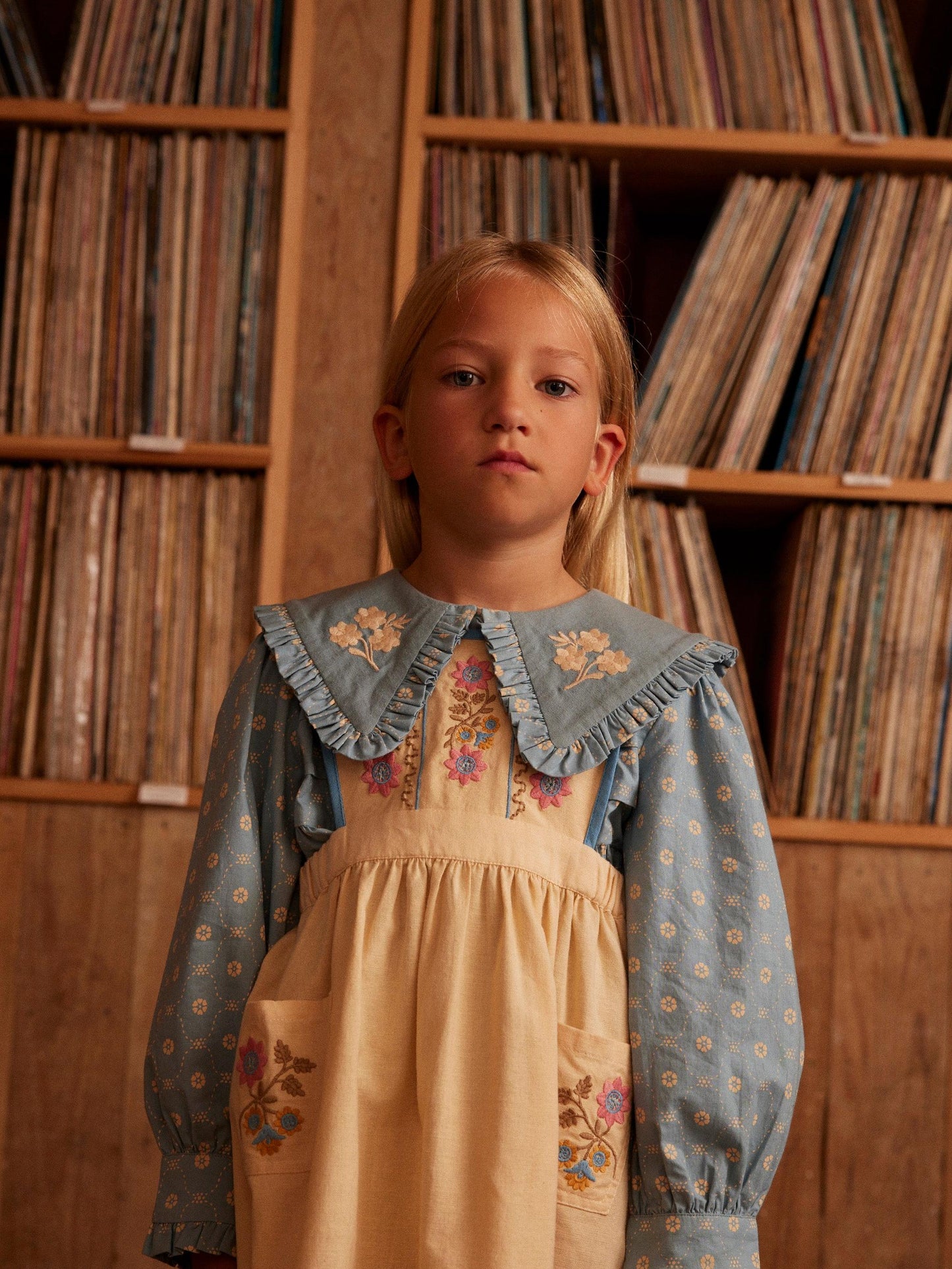 Dionne Blouse, Quilt Calico, Blue Pebble