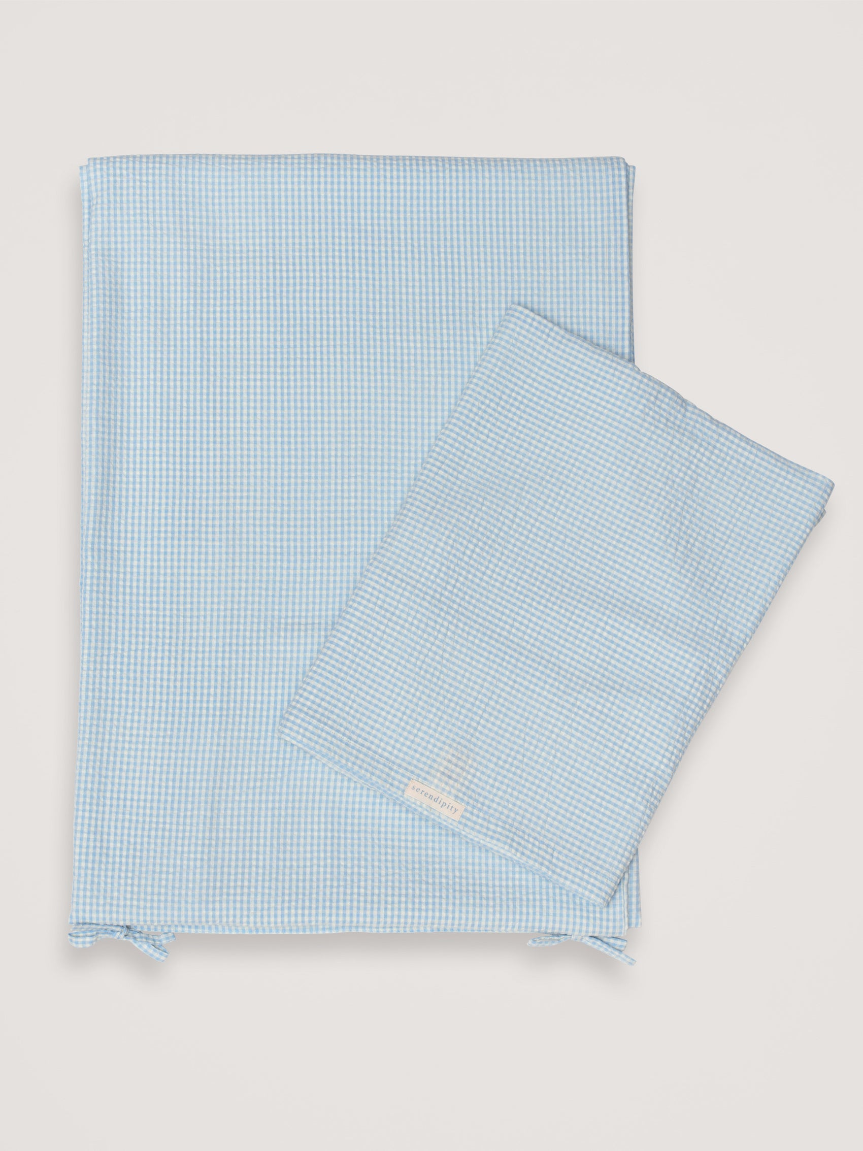 Duvet Cover & Pillow, Aquachecks, Light Woven Fabric