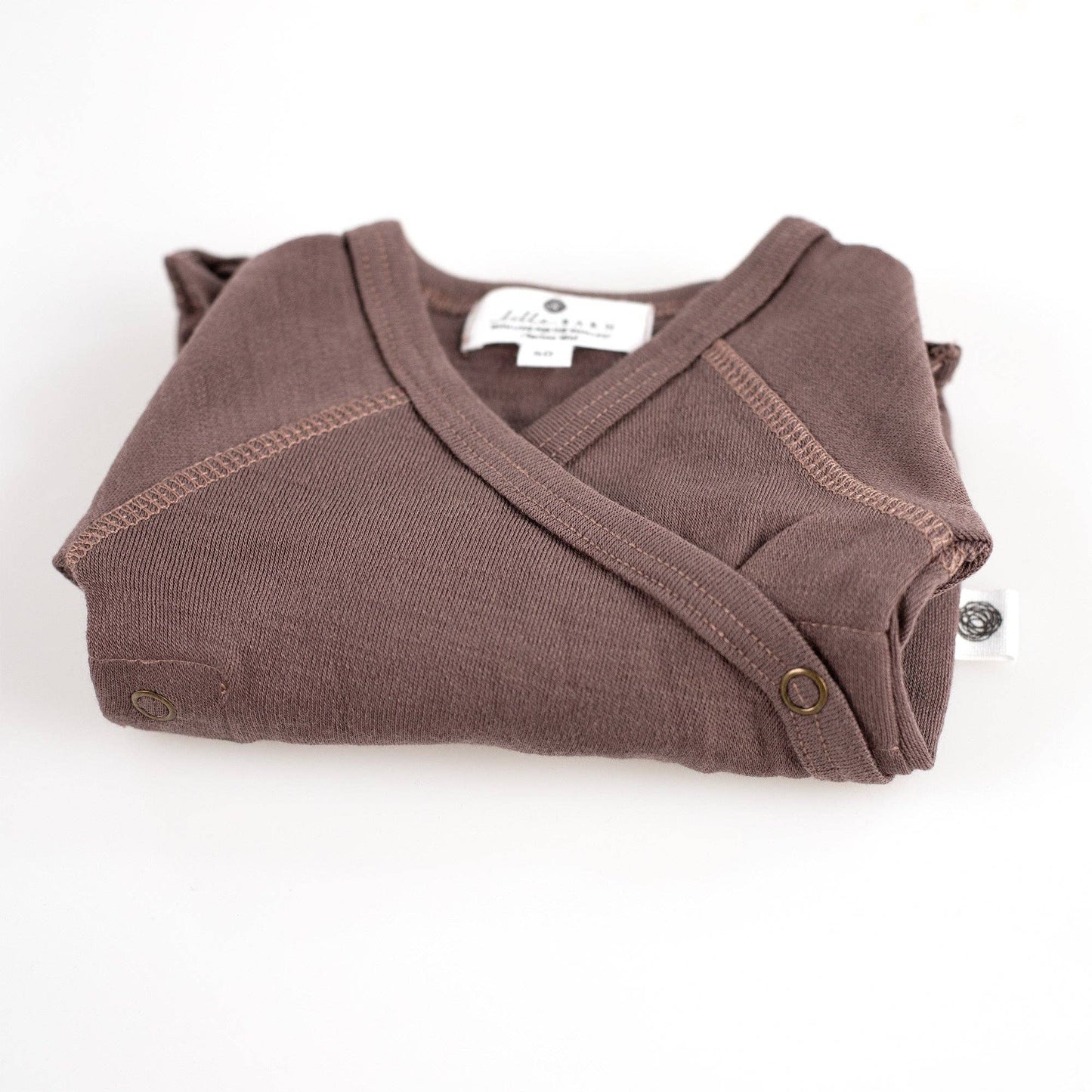 Merino Wool Baby Wrap Bodysuit, Long Sleeve, Peppercorn