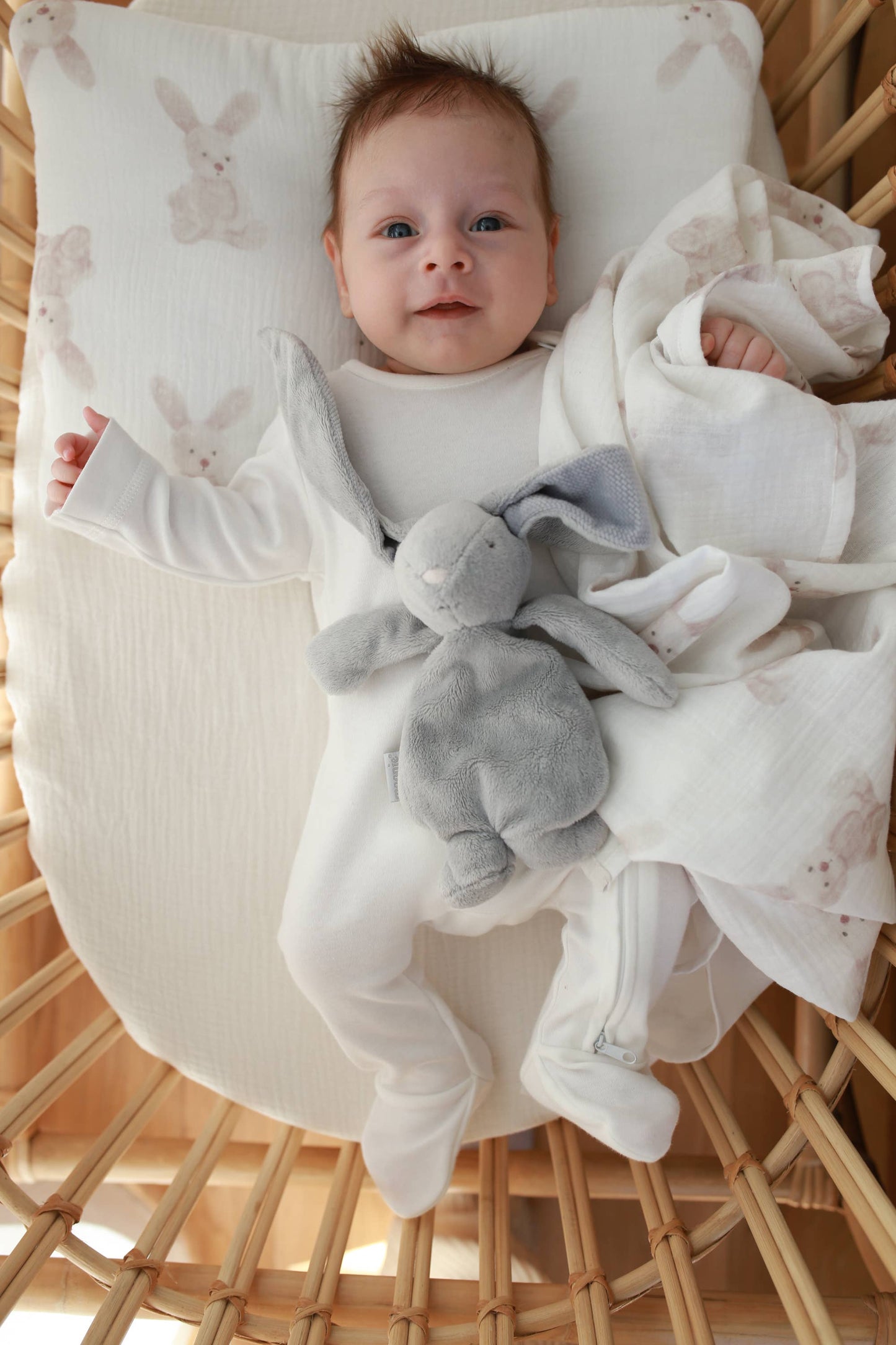 Muslin Burp Cloth Set, 3 Pack, Bunny Print