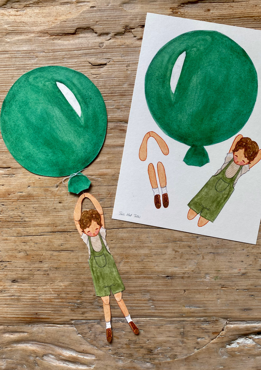 Boy in Balloon Cut-Out, Green, Danish Design