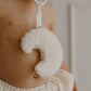 Pacifier Holder, Moon, Creme, 100% Natural Wool