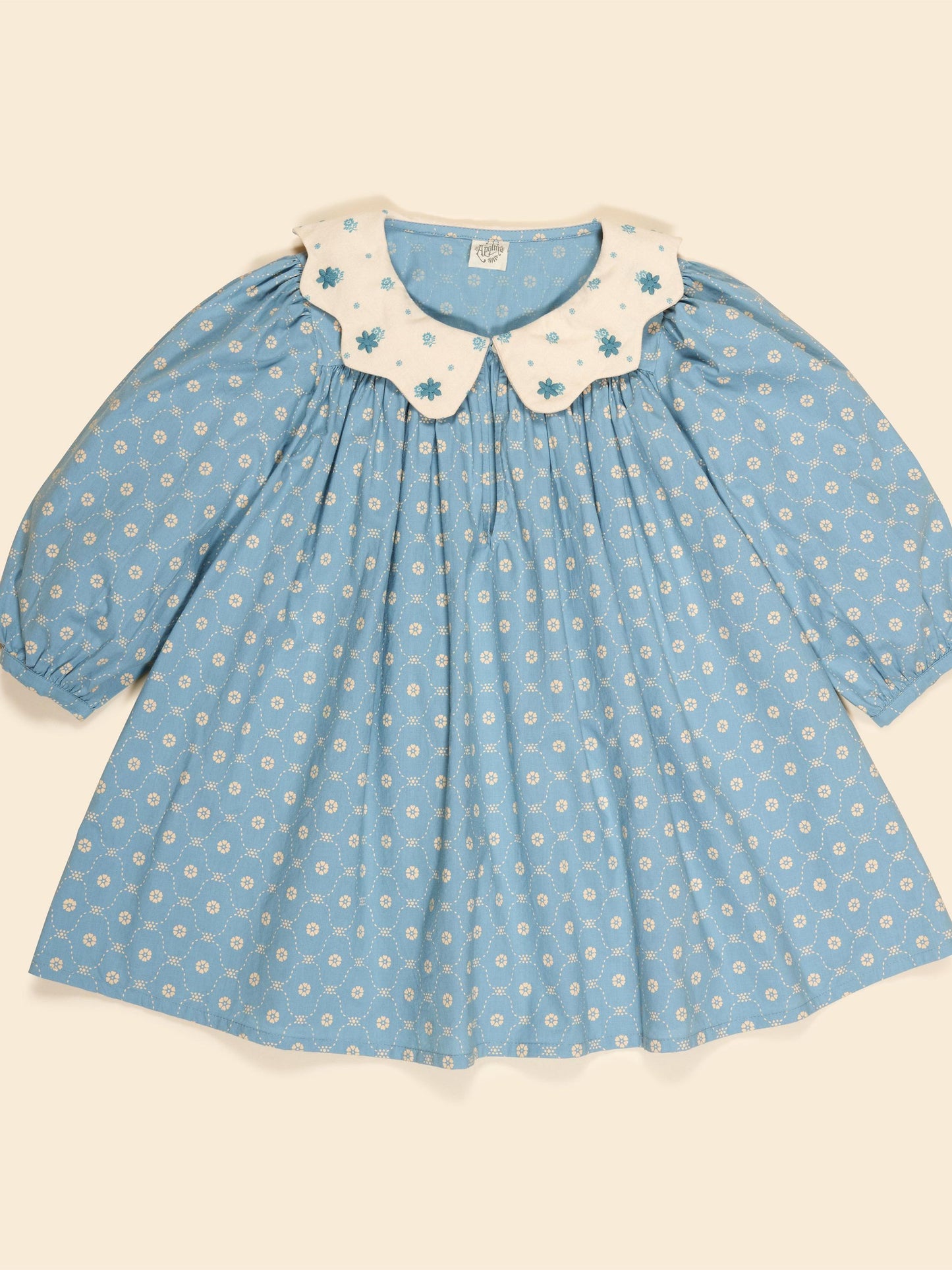 Esther Dress, Quilt Calico, Blue Pebble