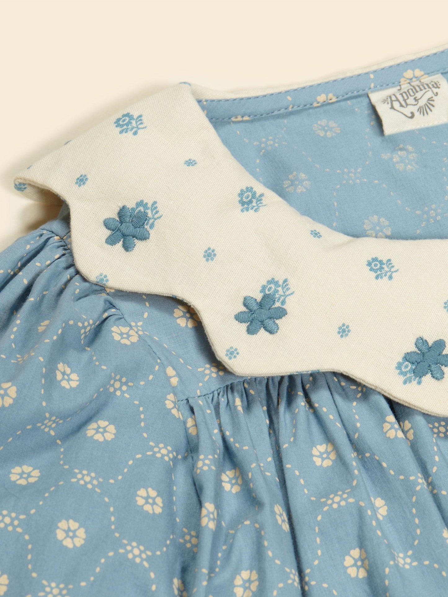 Esther Dress, Quilt Calico, Blue Pebble