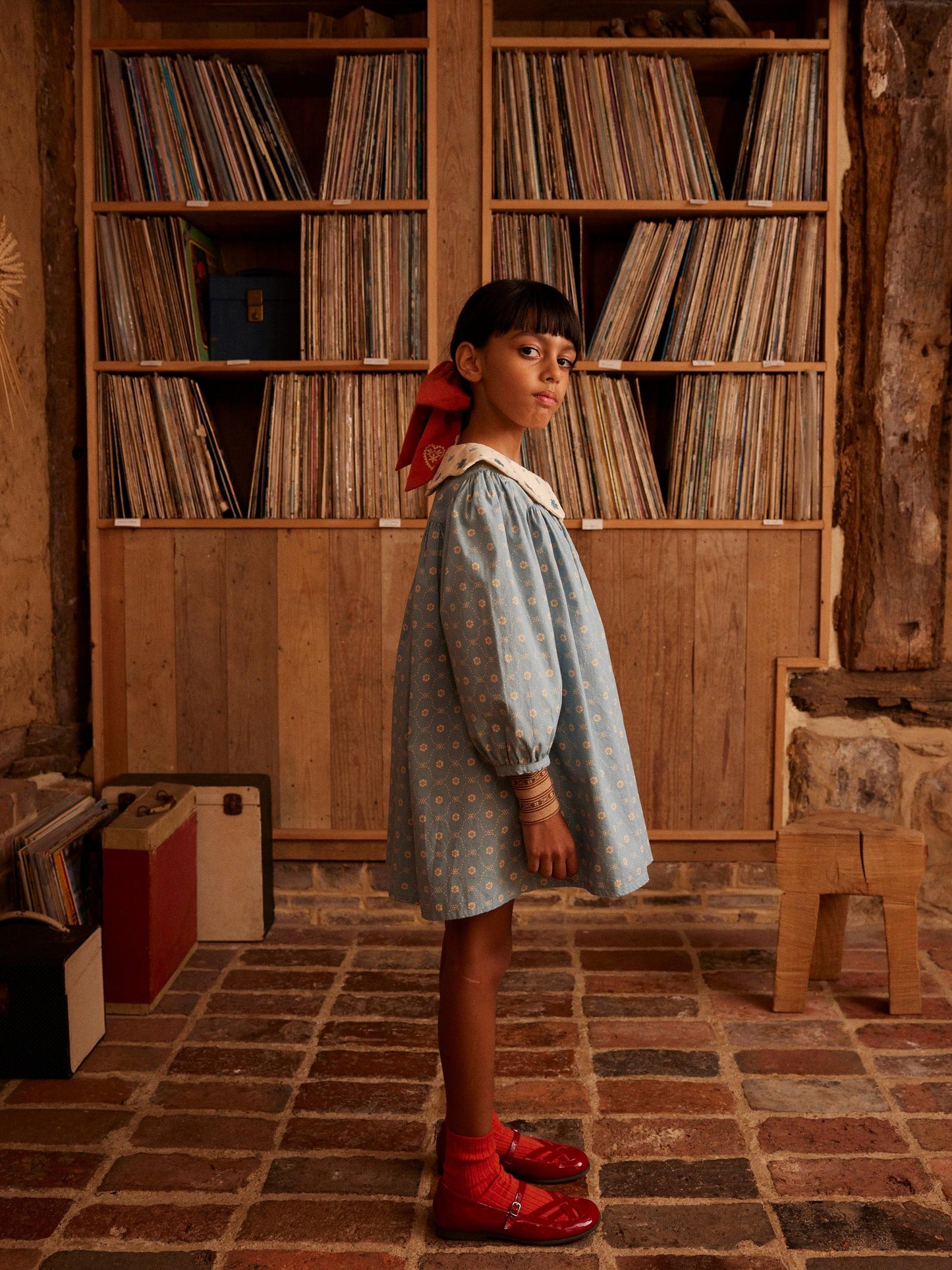 Esther Dress, Quilt Calico, Blue Pebble