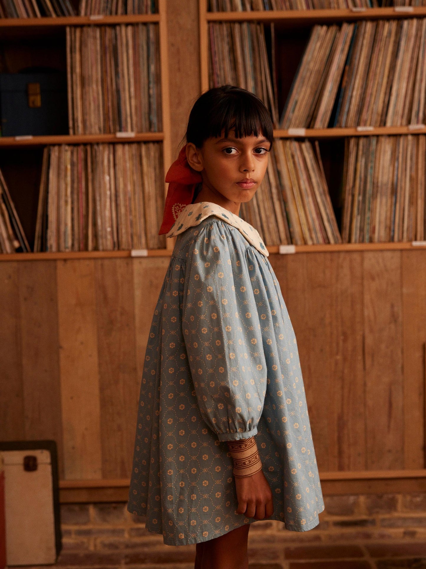 Esther Dress, Quilt Calico, Blue Pebble