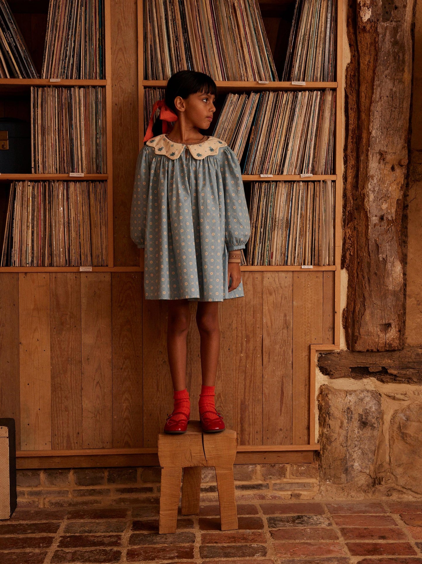 Esther Dress, Quilt Calico, Blue Pebble