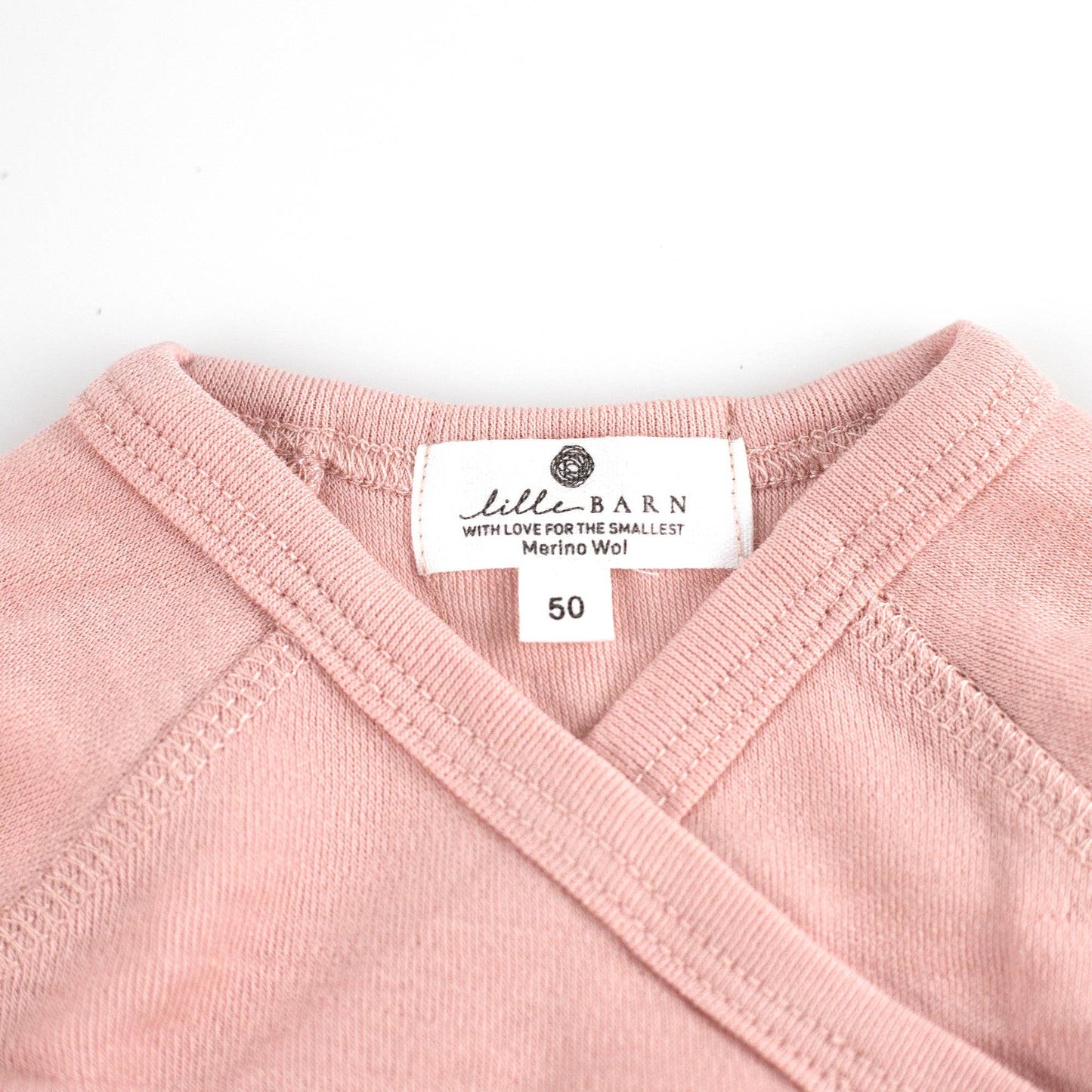 Merino Wool Baby Wrap Bodysuit, Long Sleeve, Misty Rose