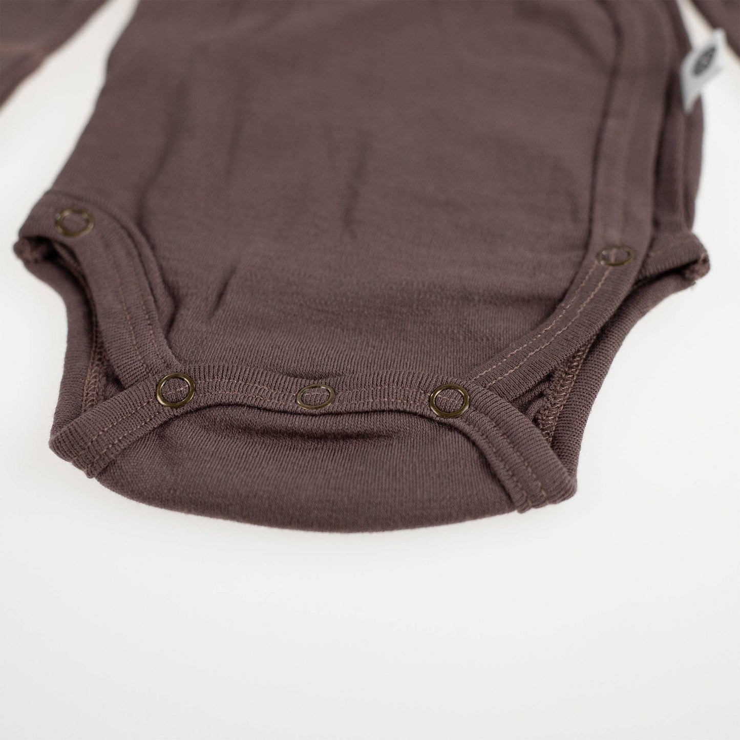 Merino Wool Baby Wrap Bodysuit, Long Sleeve, Peppercorn
