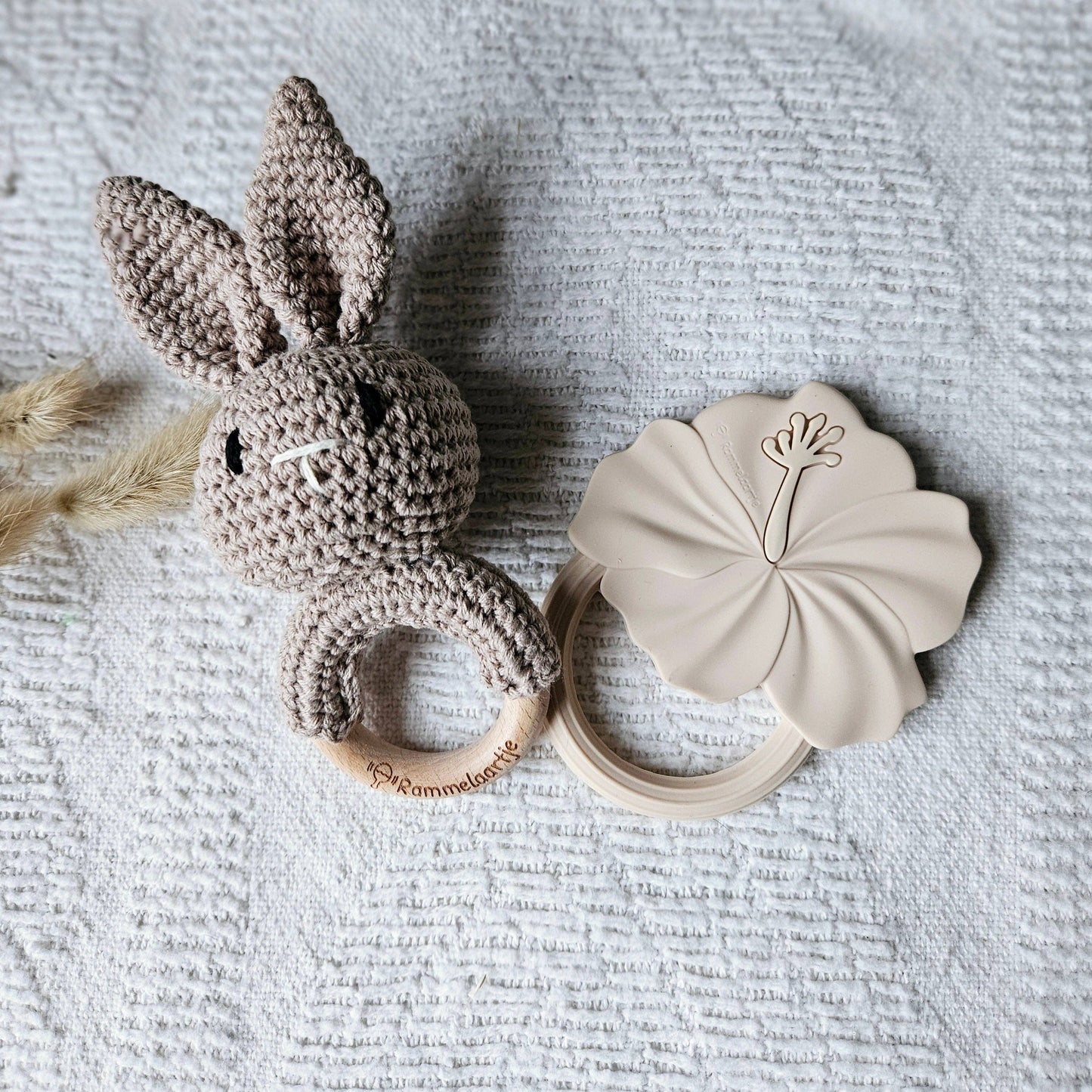 Handmade Crochet Rattle Bunny - Sand