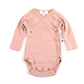 Merino Wool Baby Wrap Bodysuit, Long Sleeve, Misty Rose