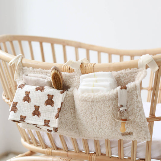 Bedside Organizer, Hanging Storage with Two Pockets, Cream or Taupe