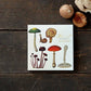 Flora Danica Mushrooms, Square Card Folder, 8 Double Cards & Envelopes, 15×15 cm, Gold Print