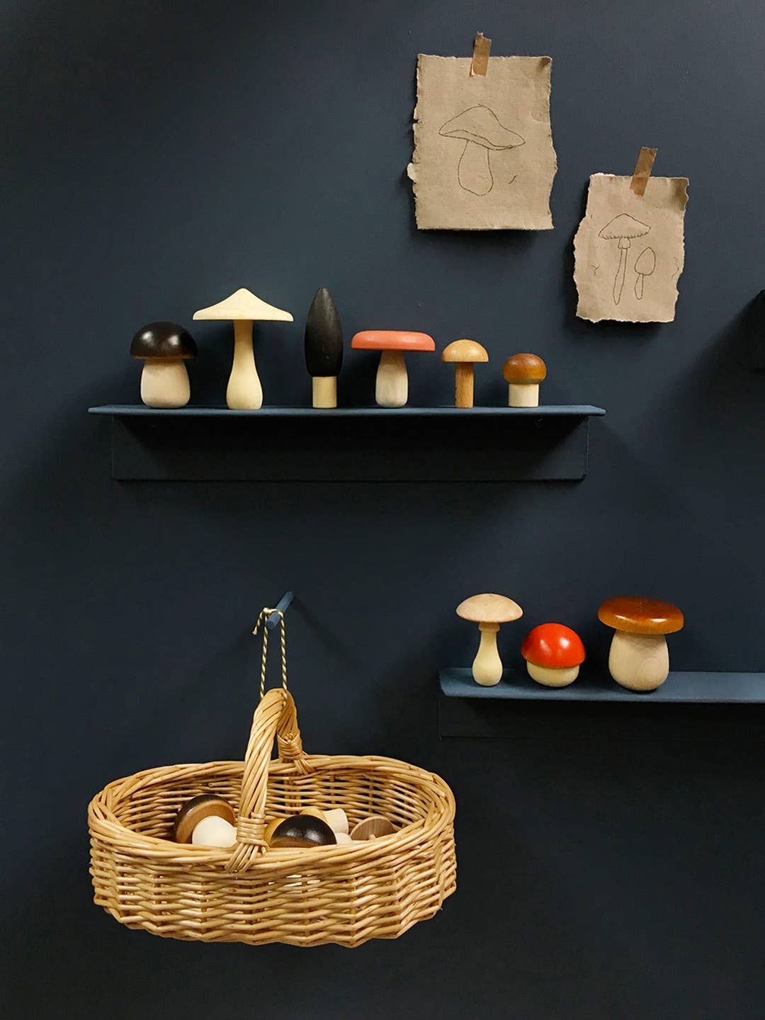 Forest Mushrooms Basket, Wooden Play Set