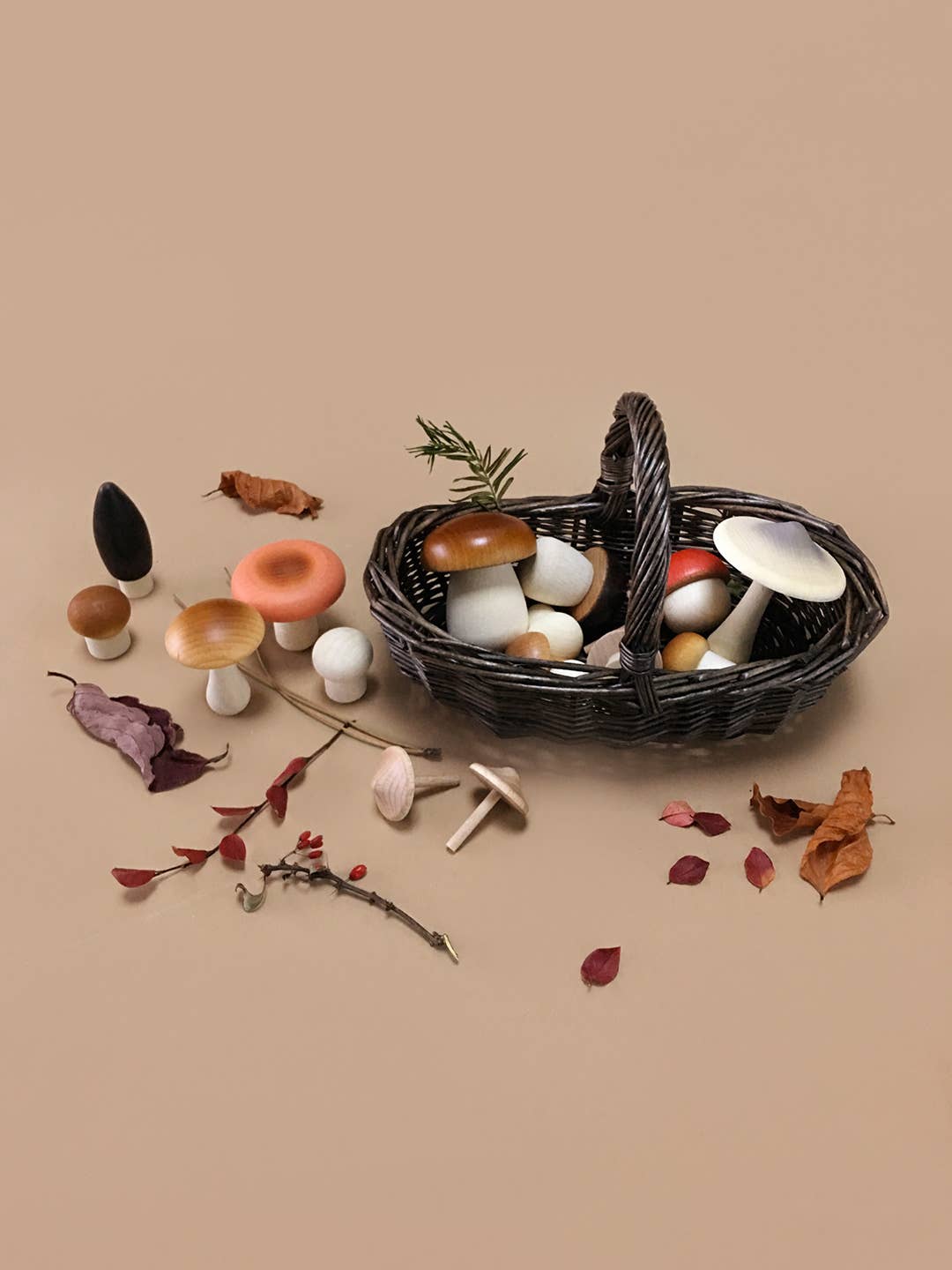 Forest Mushrooms Basket, Wooden Play Set