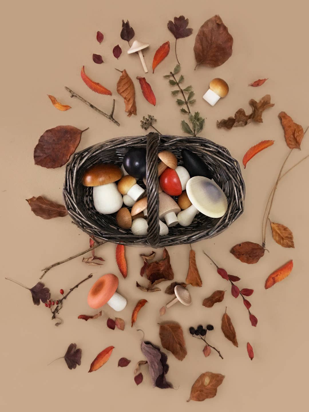 Forest Mushrooms Basket, Wooden Play Set