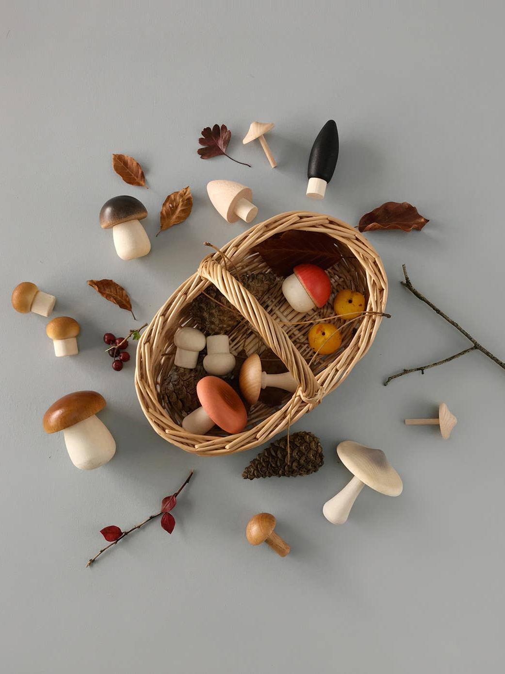 Forest Mushrooms Basket, Wooden Play Set