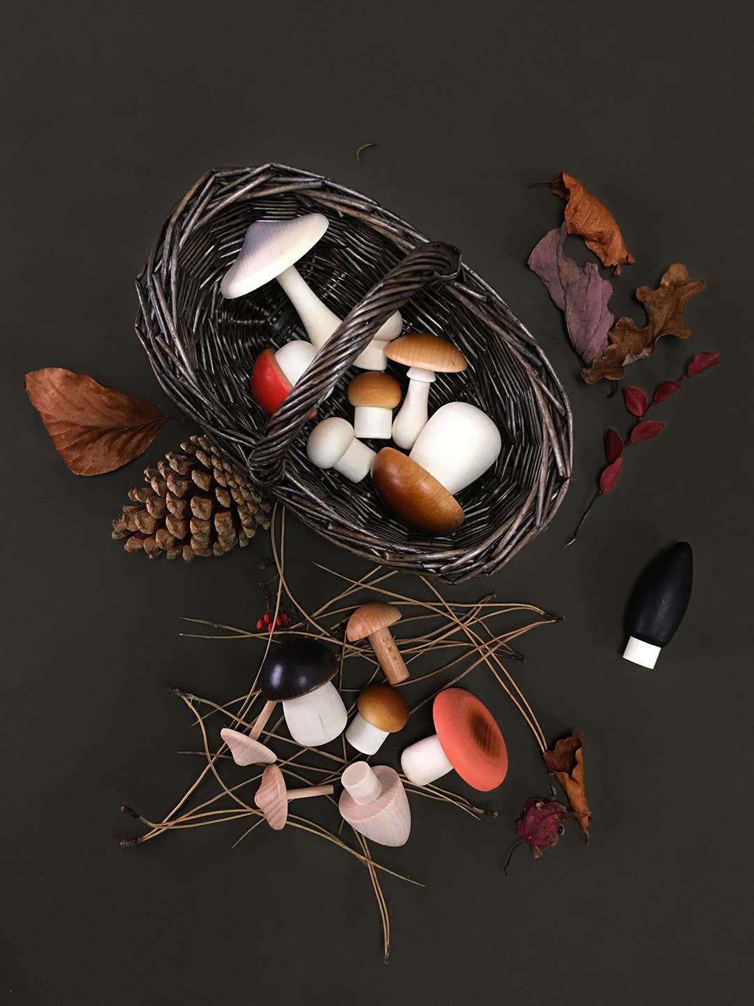 Forest Mushrooms Basket, Wooden Play Set