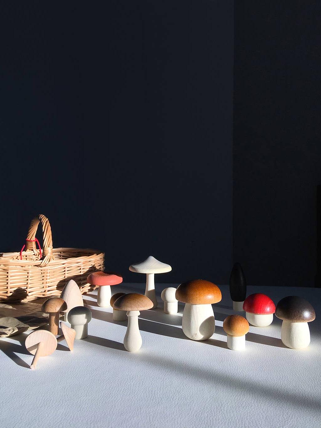 Forest Mushrooms Basket, Wooden Play Set