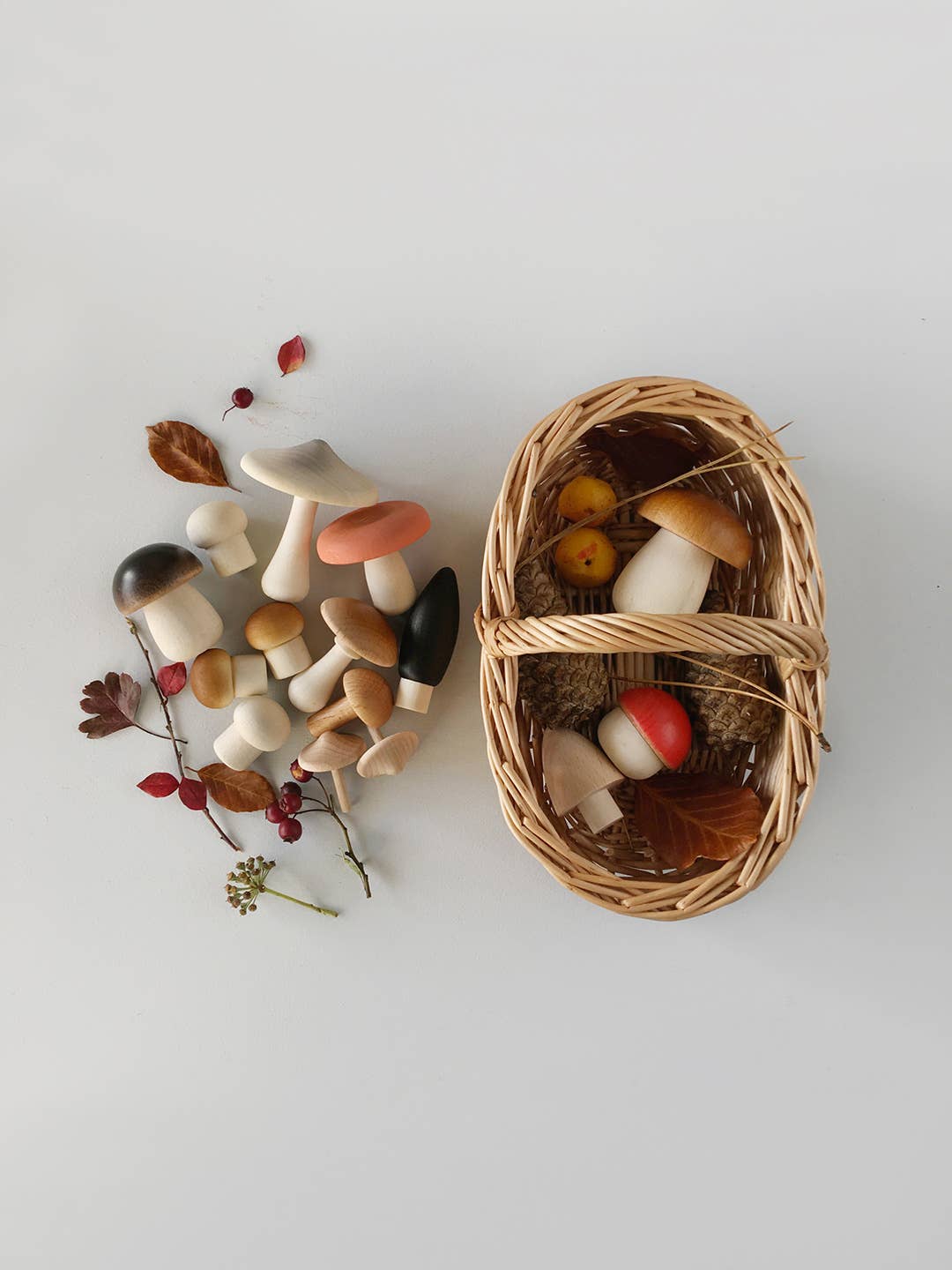 Forest Mushrooms Basket, Wooden Play Set