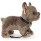 French Bulldog Plush, Gray, With Leash & Collar