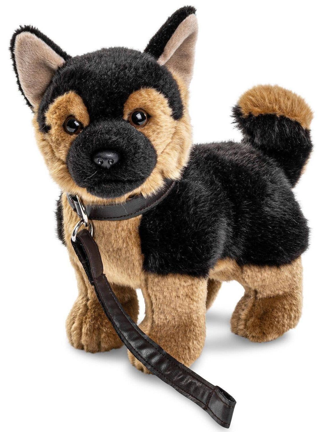 German Shepherd Puppy, with Leash, Lifelike Plush Toy