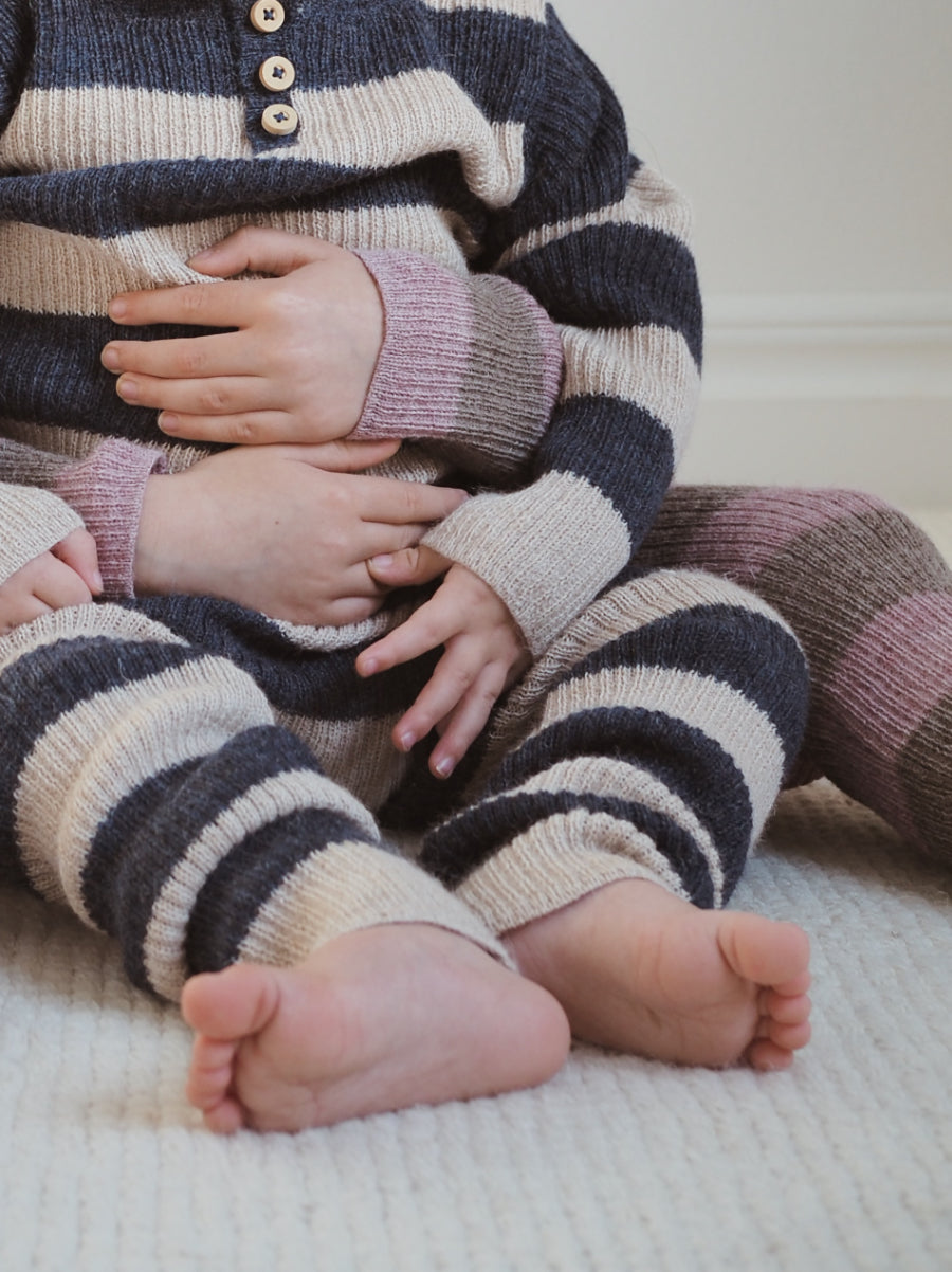 As We Grow, Grandpa Sweater, Navy Stripe, 100% Alpaca Wool