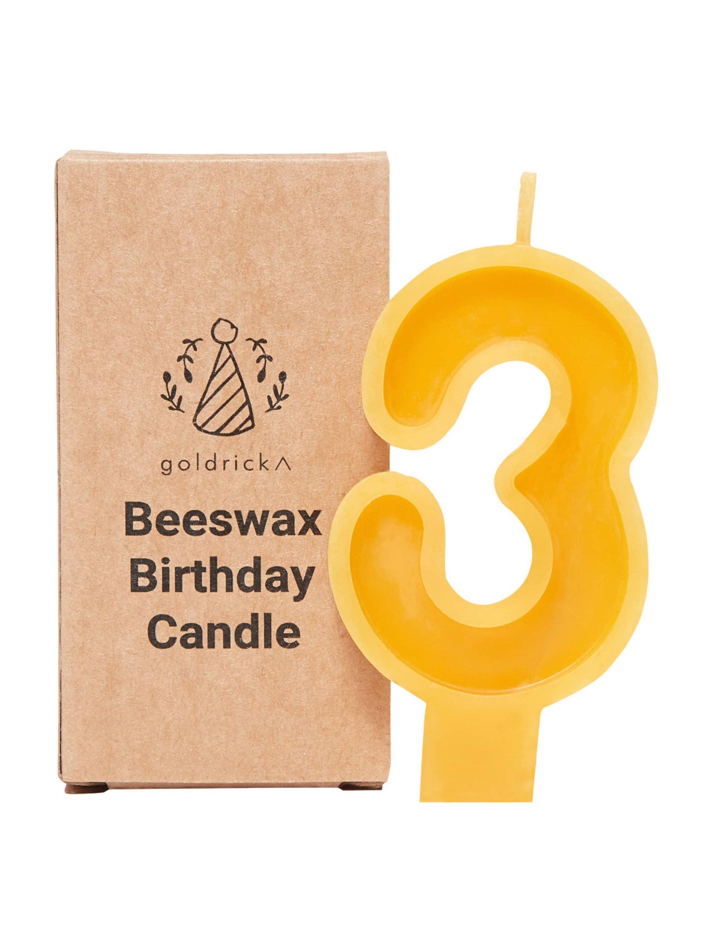 Beeswax Number Candles, 0–6, Pure Beeswax with Cotton Wick