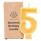 Beeswax Number Candles, 0–6, Pure Beeswax with Cotton Wick